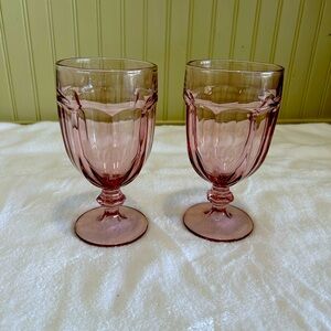 Vintage Libbey Duratuff Gibraltar 8 Panel Iced Tea Goblets in Cranberry